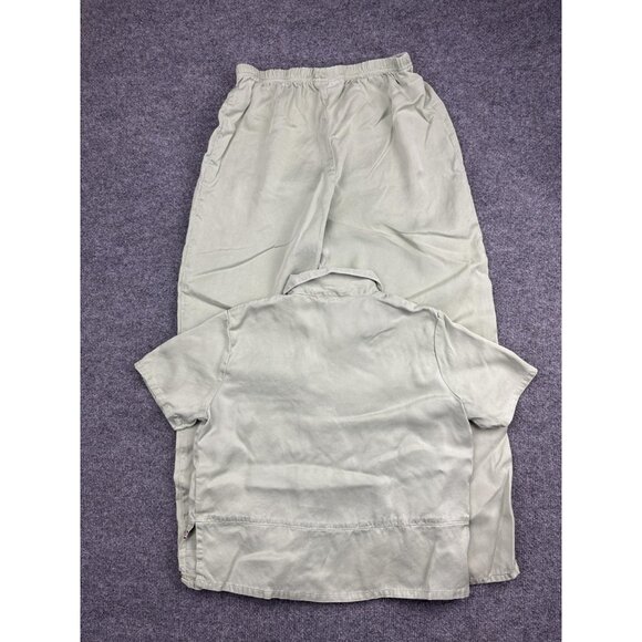 Froxx 2 Piece Set Womens Petite Small Green Tencel Floral Embroidered - Picture 13 of 13